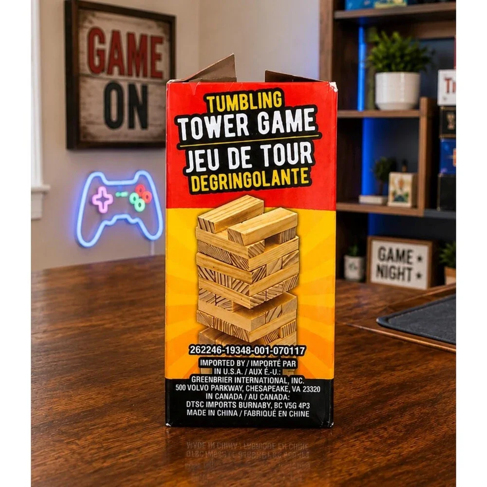 Mini Tumbling Tower Game Sealed Wooden Block Stacking Travel Size Damaged Box